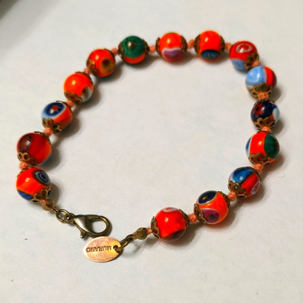 Multicolor glass bead bracelet